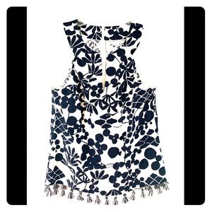 Trina Turk Document Print Sleeveless Tassle Top